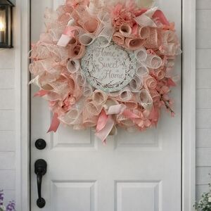 Charming Pink and Cream Home Sweet Home Wreath